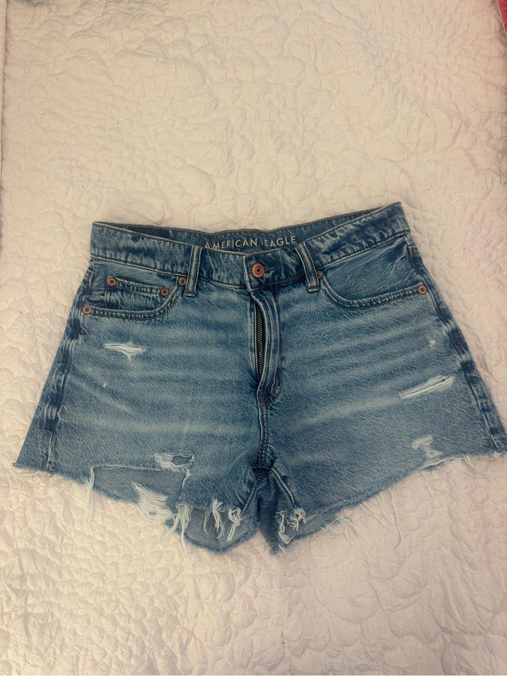 American Eagle Outfitters Distressed Light Blue Jean Shorts